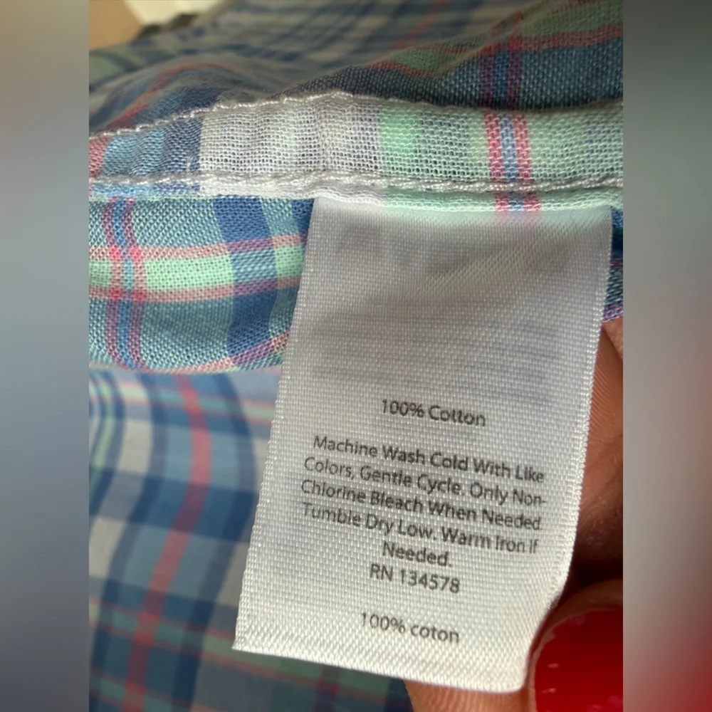 Vineyard Vines | Whale Shirt | Blue Pink Plaid Cotton Shirt | S 8-10